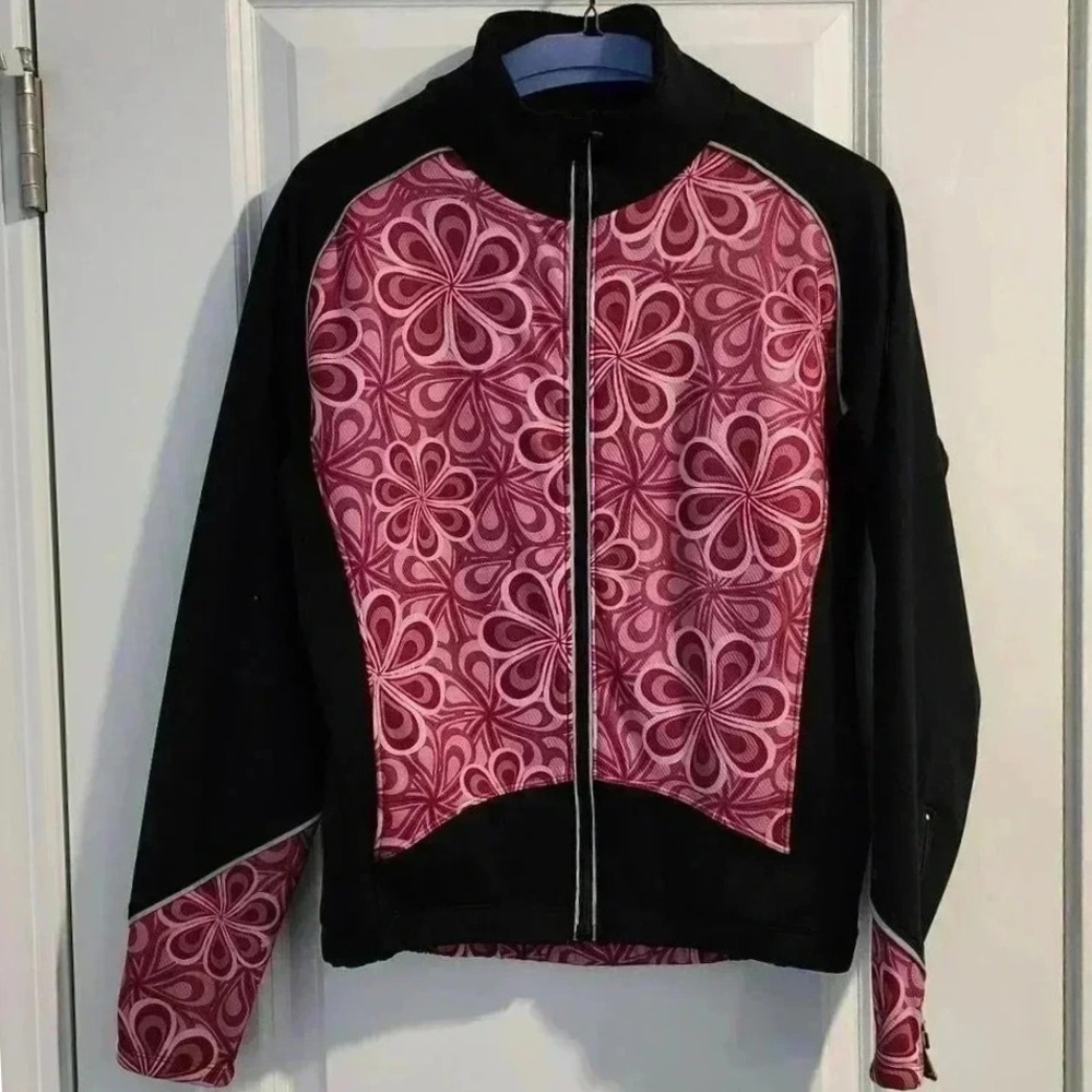 Descente Small S Floral Print Full Zip Jacket Made In Canada